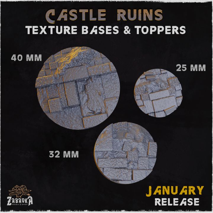 Castle Ruins Fantasy Miniature Bases – 25mm 28mm 32mm 40mm Scenic Resin Bases for Tabletop Wargaming & RPG