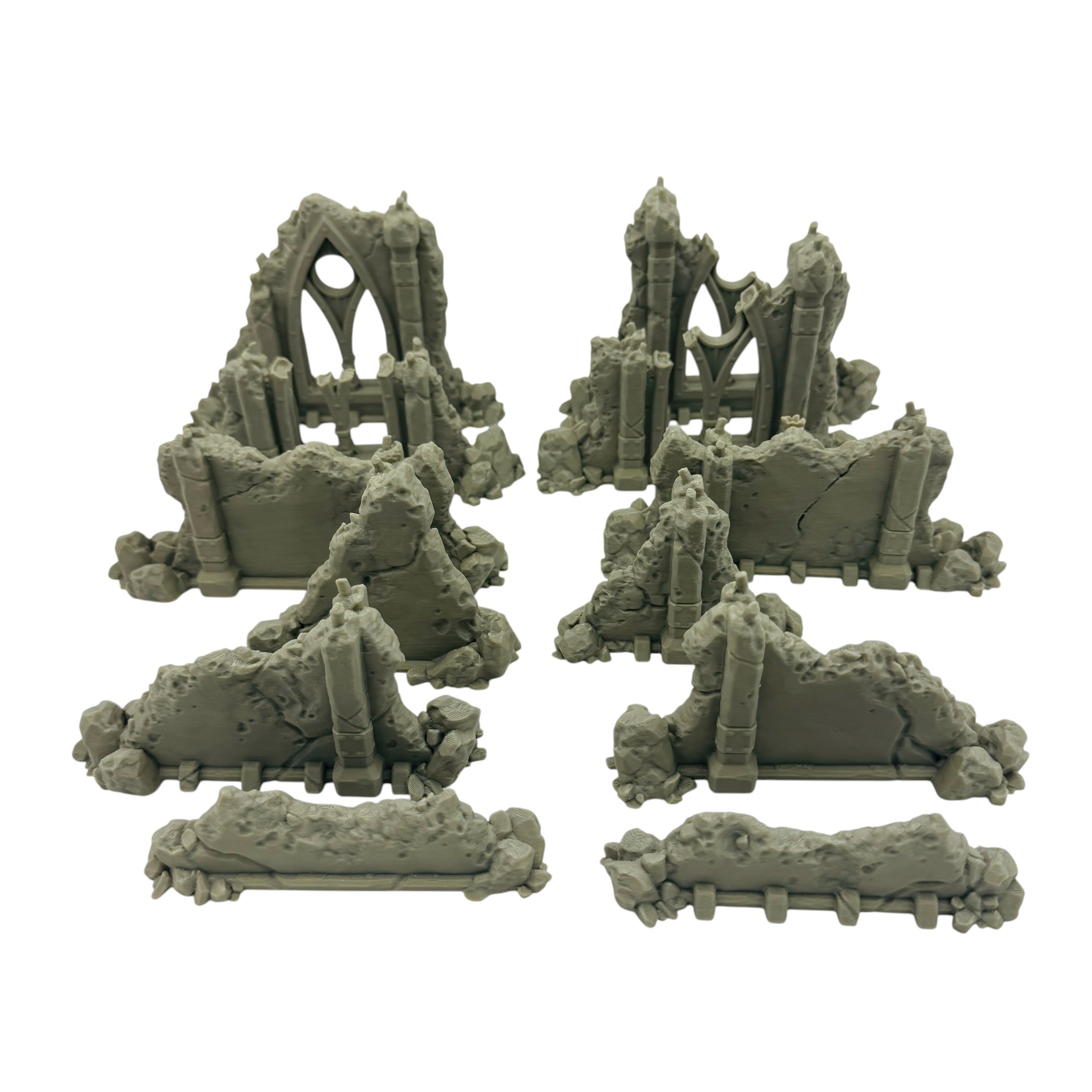 Modular Ruined Ground Scatter – Straight Pieces – 28–32mm 3D Printed Tabletop Terrain