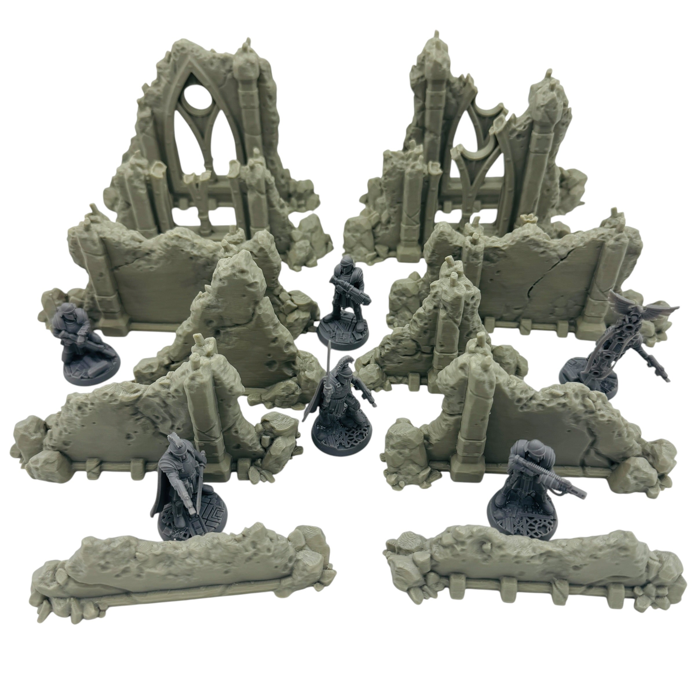 Modular Ruined Ground Scatter – Straight Pieces – 28–32mm 3D Printed Tabletop Terrain