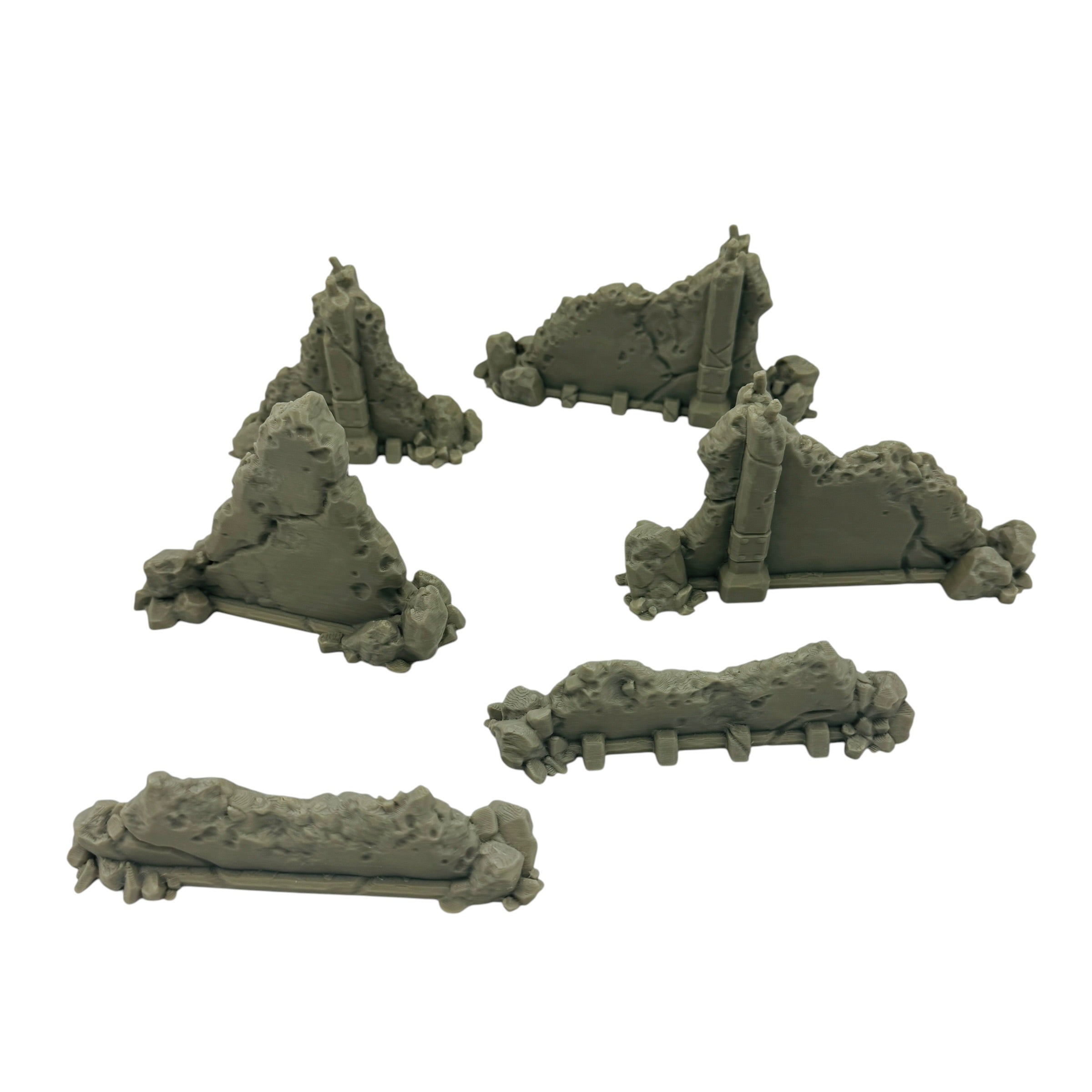 Modular Ruined Ground Scatter – Straight Pieces – 28–32mm 3D Printed Tabletop Terrain