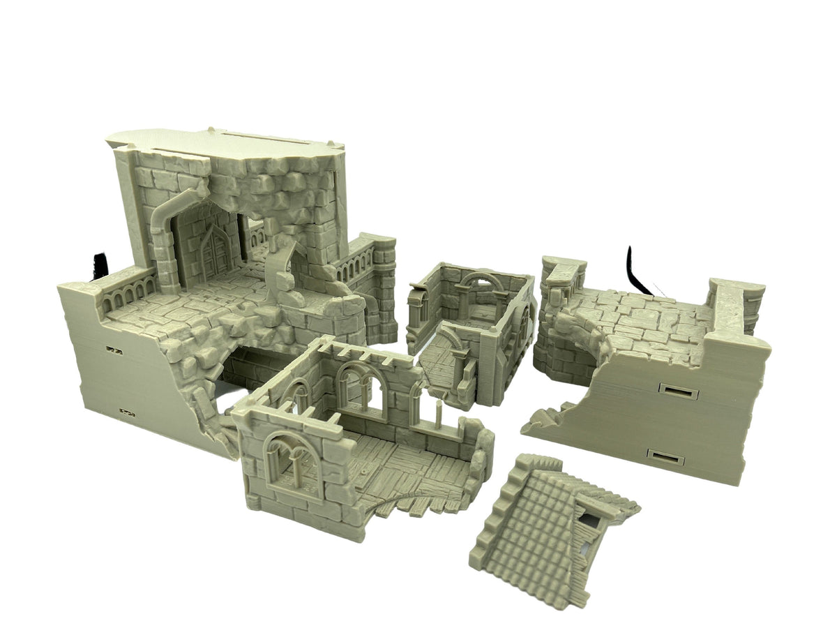 Arkenfel Modular Ruined Bridge Gatehouse Terrain – Dark Fantasy Bridge Tower (Tabletop Wargaming & RPG Scenery)