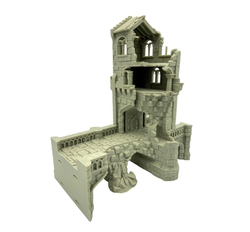 Arkenfel Modular Ruined Bridge Gatehouse Terrain – Dark Fantasy Bridge Tower (Tabletop Wargaming & RPG Scenery)