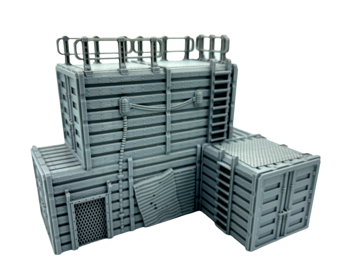 City Docks Container Stack 1 Terrain – Multi-Level Sci-Fi Cargo Containers for Tabletop Wargaming & RPG Terrain