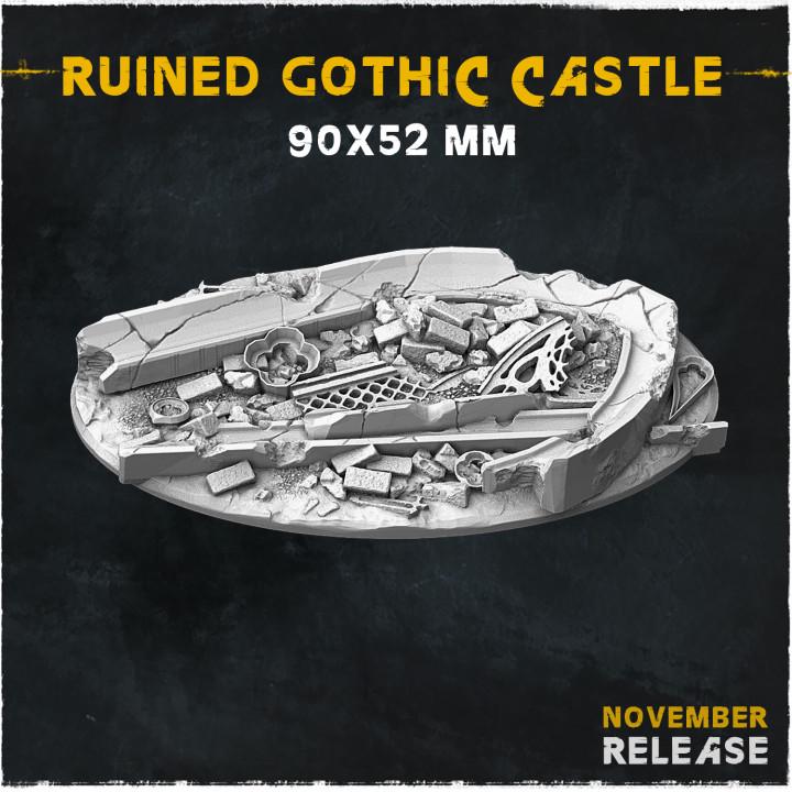 Ruined Gothic Castle Fantasy Miniature Bases – 25mm 28mm 32mm 40mm Scenic Resin Bases for Tabletop Wargaming & RPG