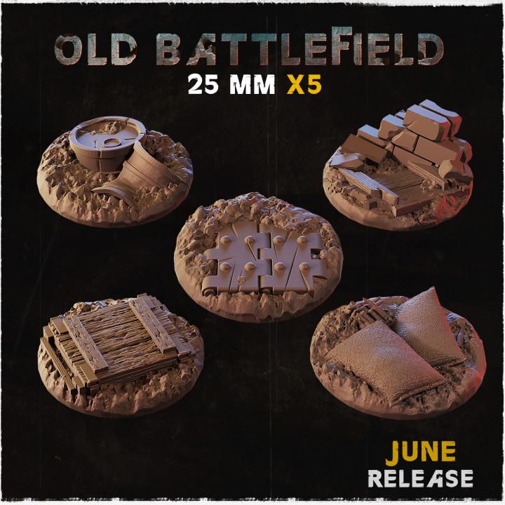 Old Battlefield War-Torn Miniature Bases – 25mm 28mm 32mm 40mm Scenic Resin Bases for Tabletop Wargaming & RPG
