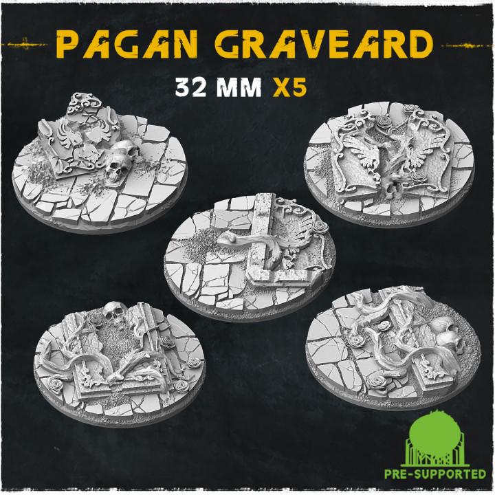 Pagan Graveyard Dark Fantasy Miniature Bases – 25mm 28mm 32mm 40mm Scenic Resin Bases for Tabletop Wargaming & RPG