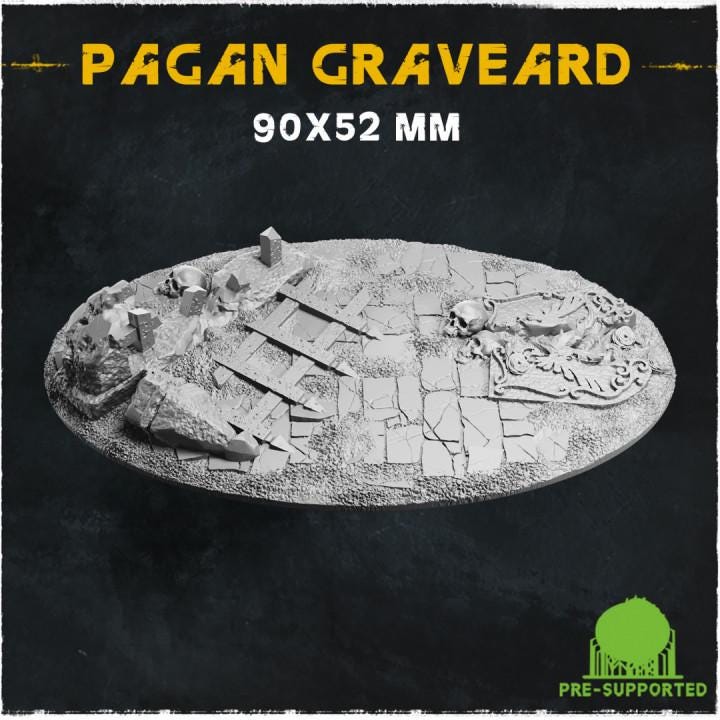 Pagan Graveyard Dark Fantasy Miniature Bases – 25mm 28mm 32mm 40mm Scenic Resin Bases for Tabletop Wargaming & RPG