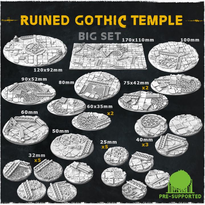 Ruined Gothic Temple Fantasy Miniature Bases – 25mm 28mm 32mm 40mm Scenic Resin Bases for Tabletop Wargaming & RPG