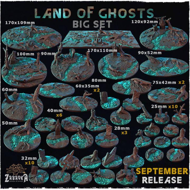 Land of Ghosts Fantasy Miniature Bases – 25mm 28mm 32mm 40mm Scenic Resin Bases for Tabletop Wargaming & RPG