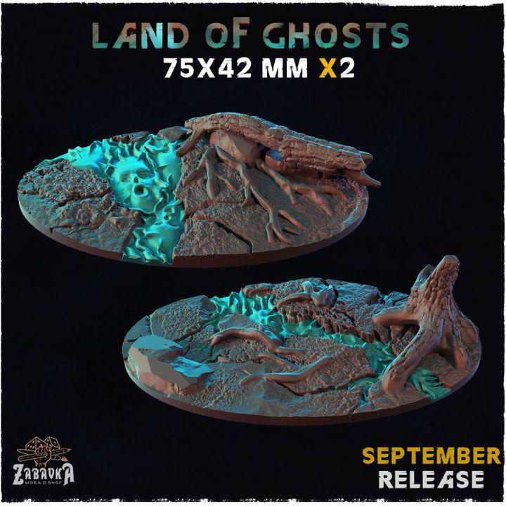 Land of Ghosts Fantasy Miniature Bases – 25mm 28mm 32mm 40mm Scenic Resin Bases for Tabletop Wargaming & RPG