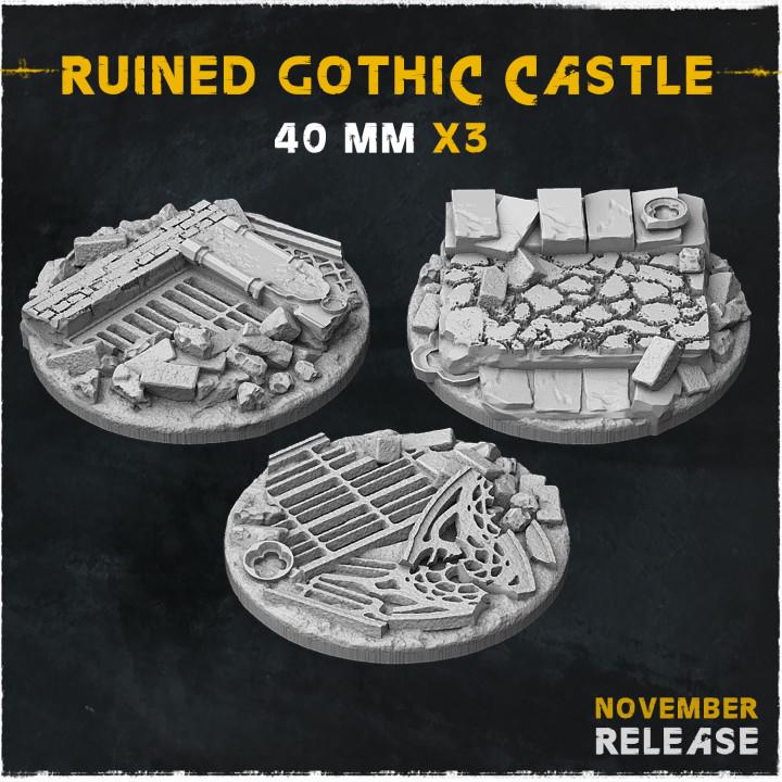 Ruined Gothic Castle Fantasy Miniature Bases – 25mm 28mm 32mm 40mm Scenic Resin Bases for Tabletop Wargaming & RPG