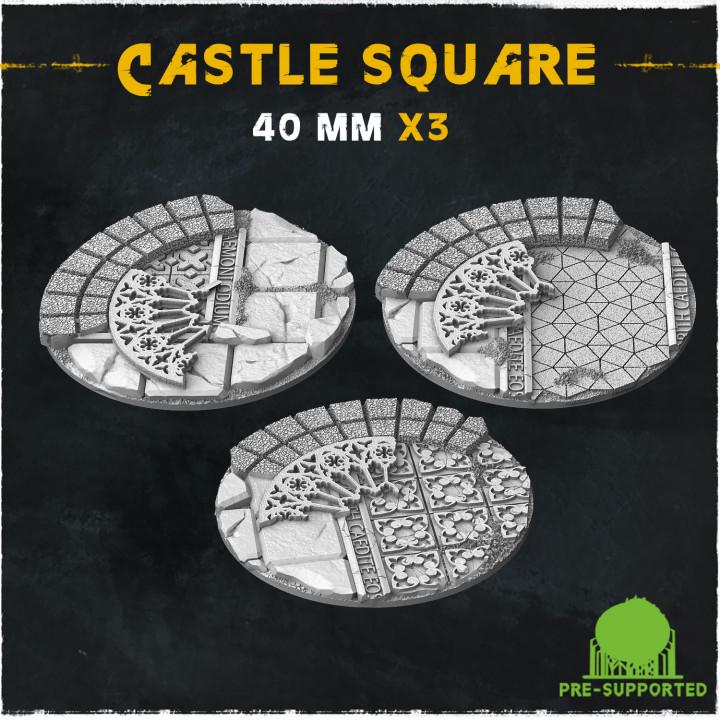 Castle Square Fantasy Miniature Bases – 25mm 28mm 32mm 40mm Scenic Resin Bases for Tabletop Wargaming & RPG