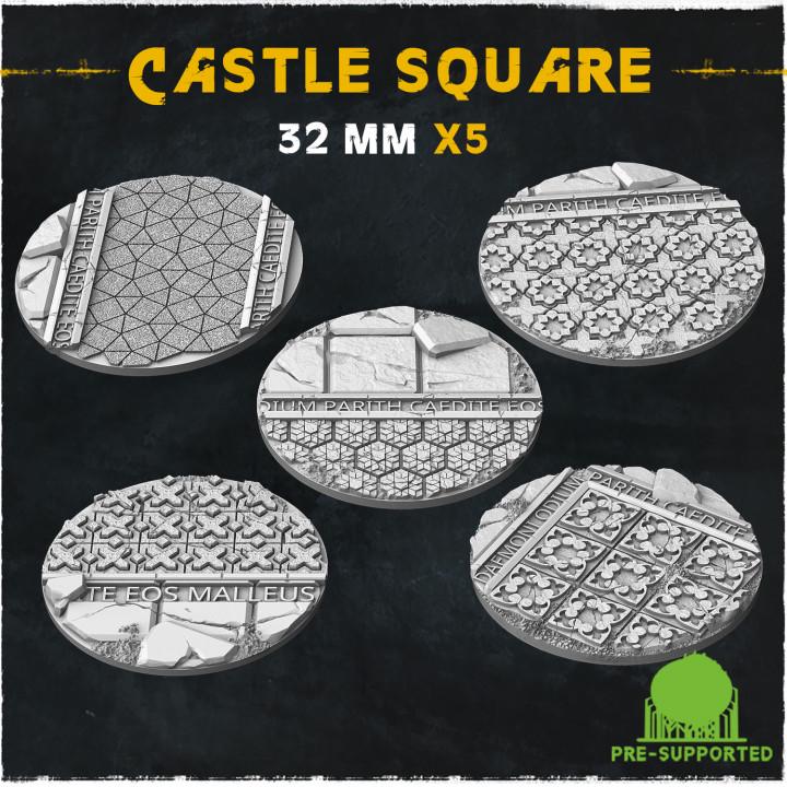Castle Square Fantasy Miniature Bases – 25mm 28mm 32mm 40mm Scenic Resin Bases for Tabletop Wargaming & RPG