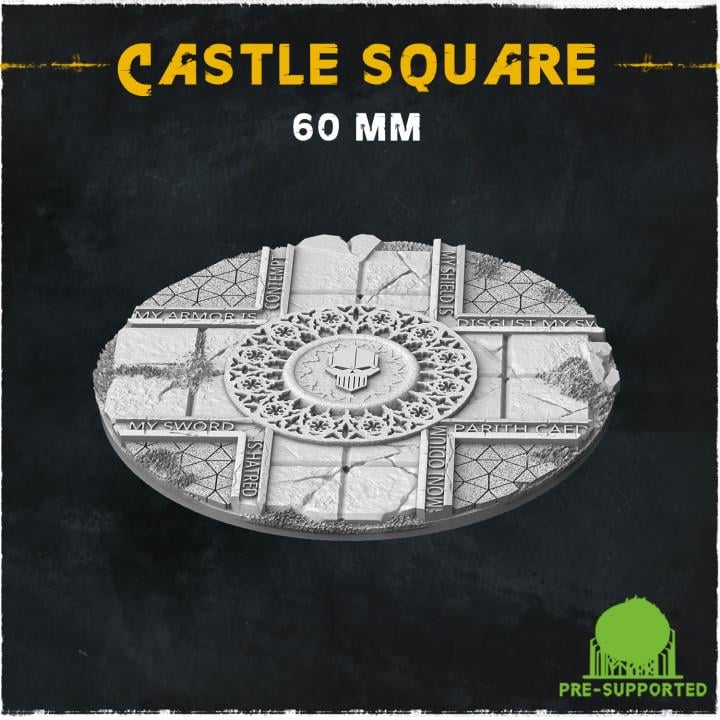 Castle Square Fantasy Miniature Bases – 25mm 28mm 32mm 40mm Scenic Resin Bases for Tabletop Wargaming & RPG