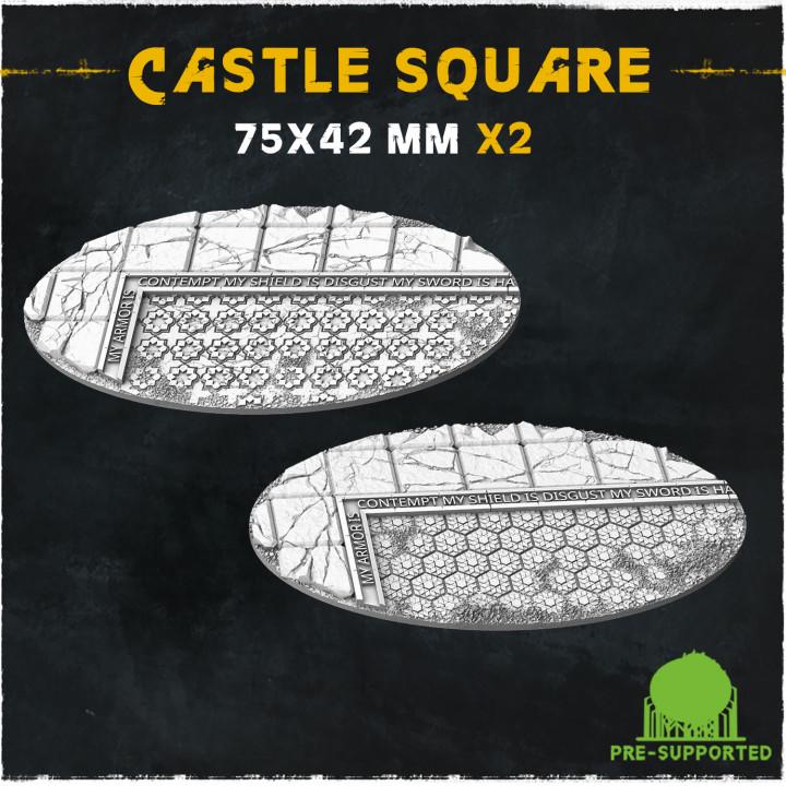 Castle Square Fantasy Miniature Bases – 25mm 28mm 32mm 40mm Scenic Resin Bases for Tabletop Wargaming & RPG