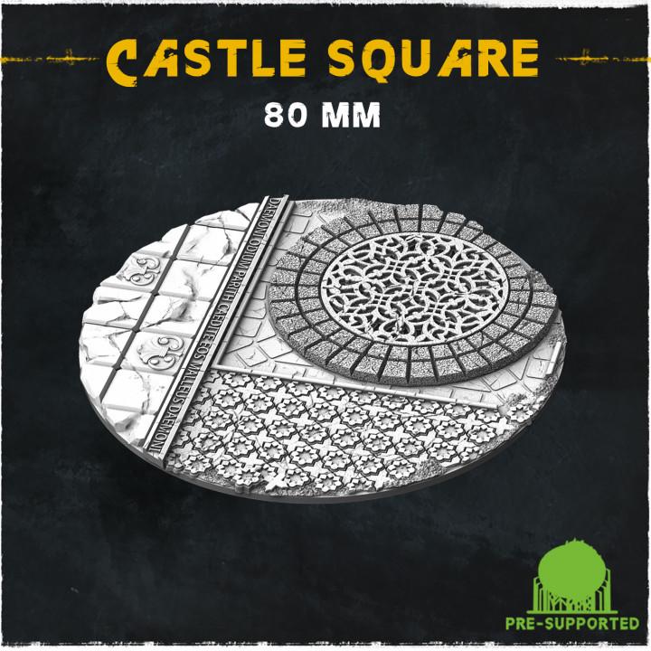 Castle Square Fantasy Miniature Bases – 25mm 28mm 32mm 40mm Scenic Resin Bases for Tabletop Wargaming & RPG