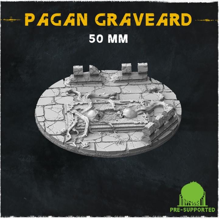 Pagan Graveyard Dark Fantasy Miniature Bases – 25mm 28mm 32mm 40mm Scenic Resin Bases for Tabletop Wargaming & RPG