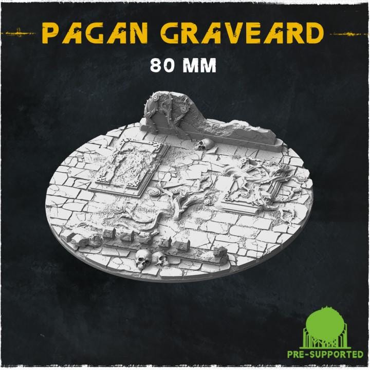 Pagan Graveyard Dark Fantasy Miniature Bases – 25mm 28mm 32mm 40mm Scenic Resin Bases for Tabletop Wargaming & RPG