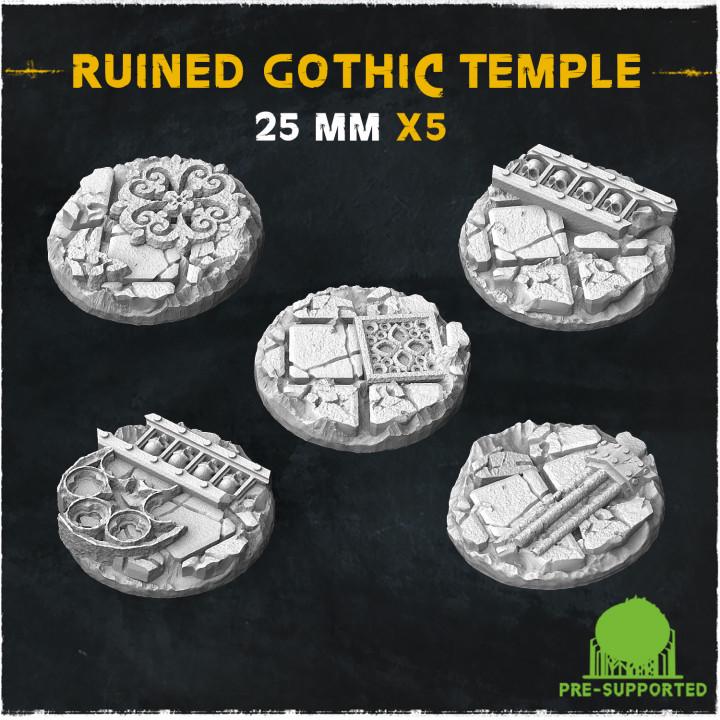 Ruined Gothic Temple Fantasy Miniature Bases – 25mm 28mm 32mm 40mm Scenic Resin Bases for Tabletop Wargaming & RPG
