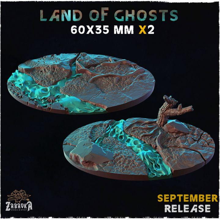 Land of Ghosts Fantasy Miniature Bases – 25mm 28mm 32mm 40mm Scenic Resin Bases for Tabletop Wargaming & RPG