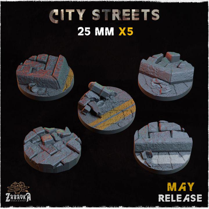 City Streets Urban Miniature Bases – 25mm 28mm 32mm 40mm Scenic Resin Bases for Tabletop Wargaming & RPG