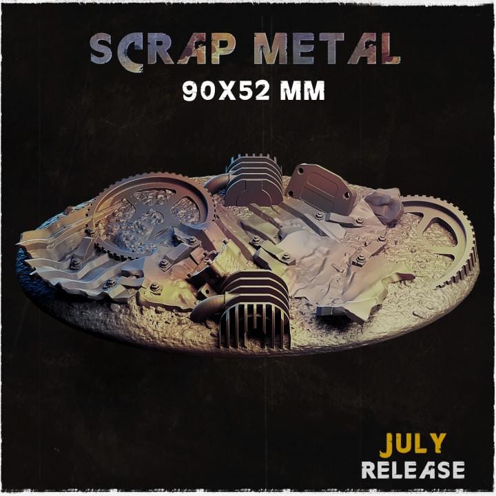 Scrap Metal Industrial Miniature Bases – 25mm 28mm 32mm 40mm Sci-Fi Scenic Resin Bases for Tabletop Wargaming & RPG