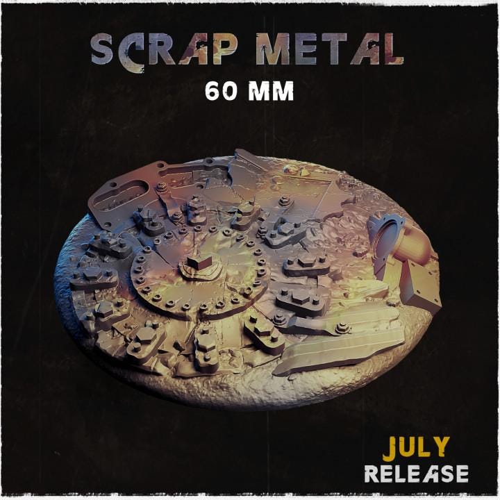 Scrap Metal Industrial Miniature Bases – 25mm 28mm 32mm 40mm Sci-Fi Scenic Resin Bases for Tabletop Wargaming & RPG