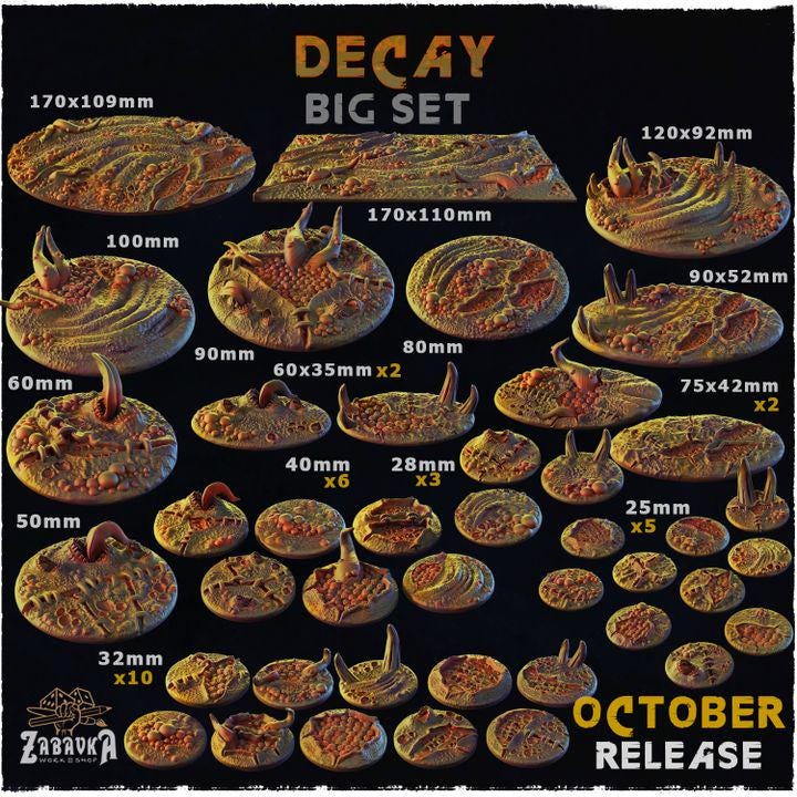 Decay Dark Fantasy Miniature Bases – 25mm 28mm 32mm 40mm Scenic Resin Bases for Tabletop Wargaming & RPG