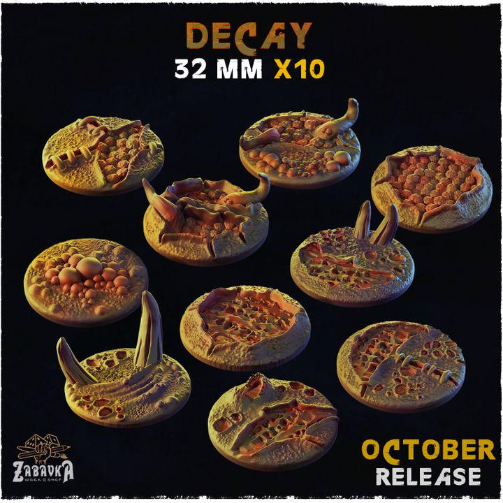 Decay Dark Fantasy Miniature Bases – 25mm 28mm 32mm 40mm Scenic Resin Bases for Tabletop Wargaming & RPG