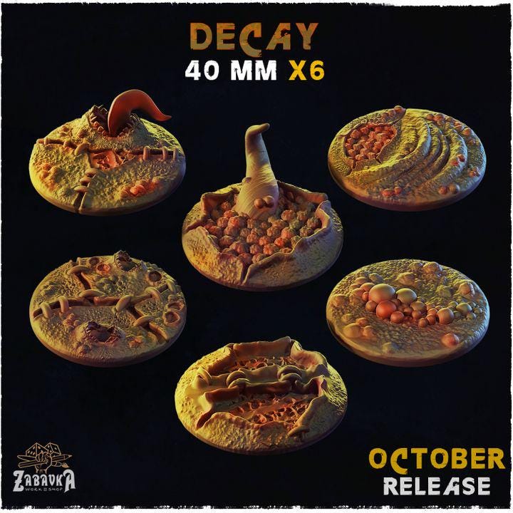Decay Dark Fantasy Miniature Bases – 25mm 28mm 32mm 40mm Scenic Resin Bases for Tabletop Wargaming & RPG