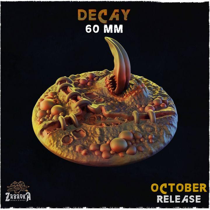 Decay Dark Fantasy Miniature Bases – 25mm 28mm 32mm 40mm Scenic Resin Bases for Tabletop Wargaming & RPG