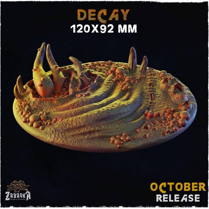 Decay Dark Fantasy Miniature Bases – 25mm 28mm 32mm 40mm Scenic Resin Bases for Tabletop Wargaming & RPG