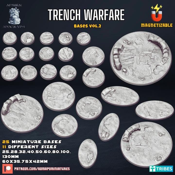 Trench Warfare Vol 2 - Resin Printed Wargaming Bases