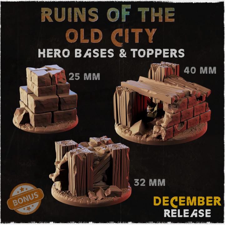 Hero Bases Volume 2 (10 Sets)- Resin Printed Wargaming Bases