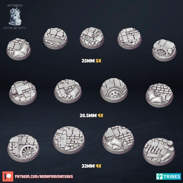 1914 Town Battlefield Miniature Bases – 25mm 28mm 32mm 40mm Scenic Resin Bases for Tabletop Wargaming & RPG