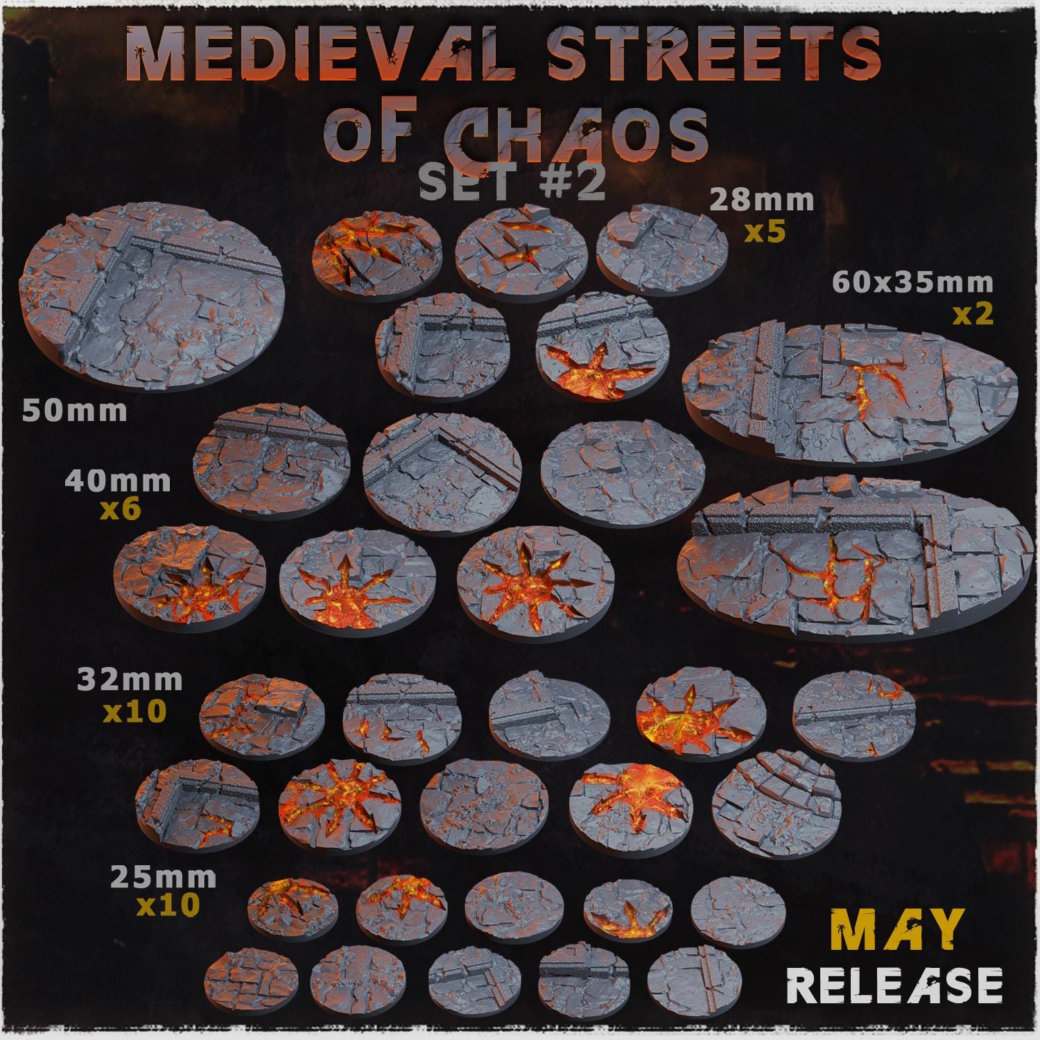 Medieval Streets of Chaos - Resin Printed Wargaming Bases