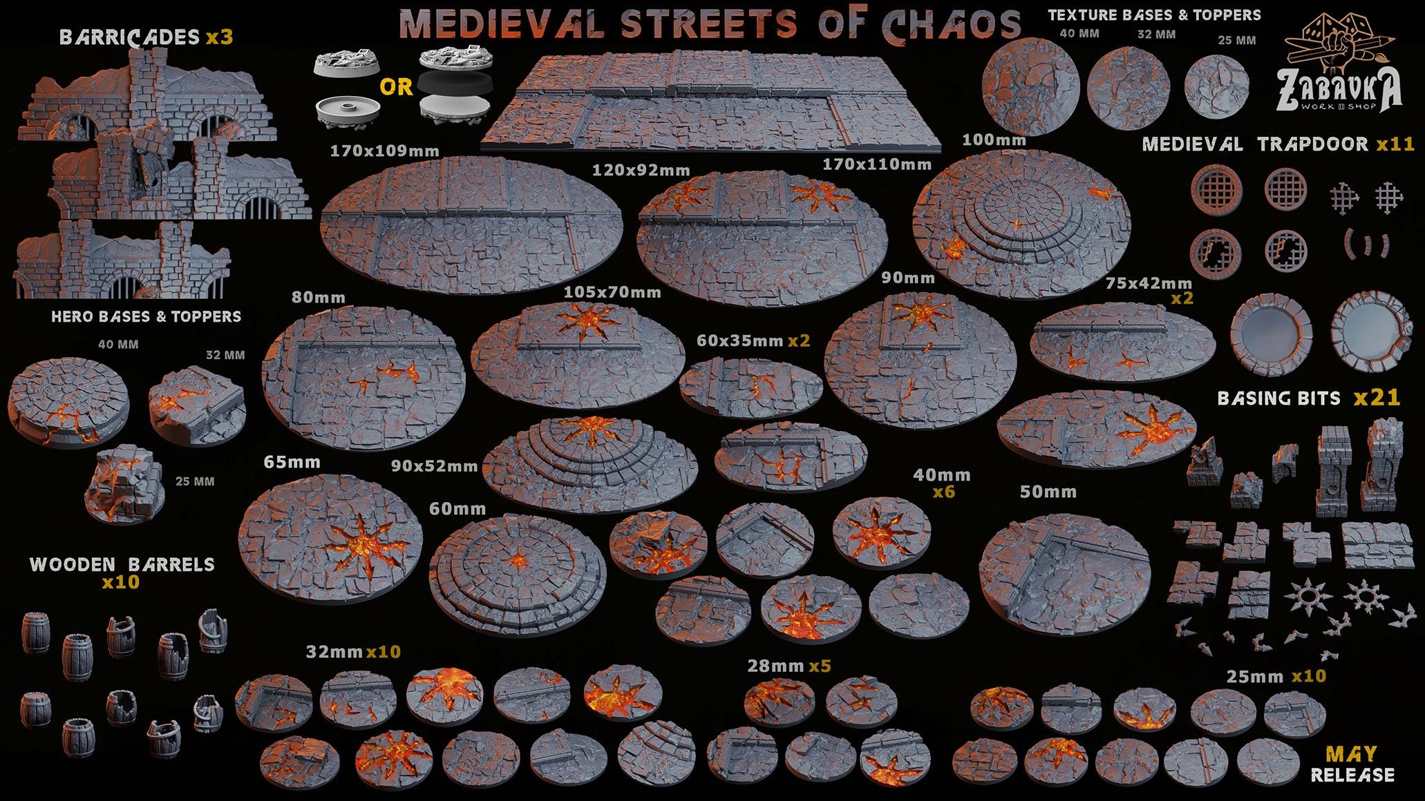 Medieval Streets of Chaos - Resin Printed Wargaming Bases