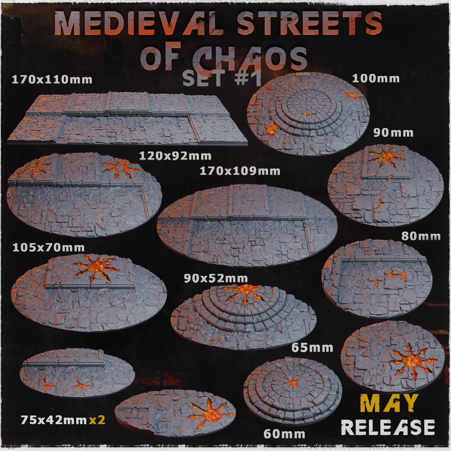 Medieval Streets of Chaos - Resin Printed Wargaming Bases