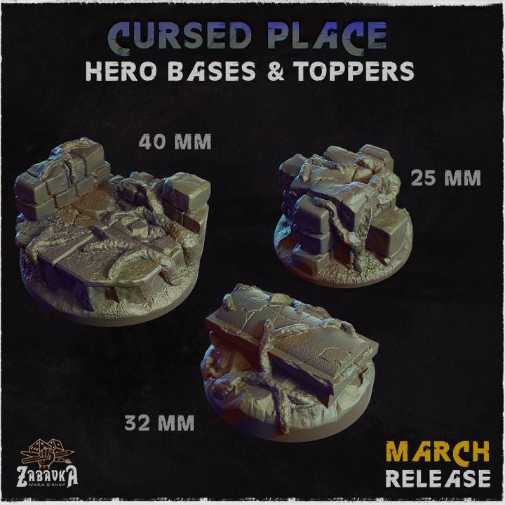 Cursed Place Fantasy Miniature Bases – 25mm 28mm 32mm 40mm Scenic Resin Bases for Tabletop Wargaming & RPG