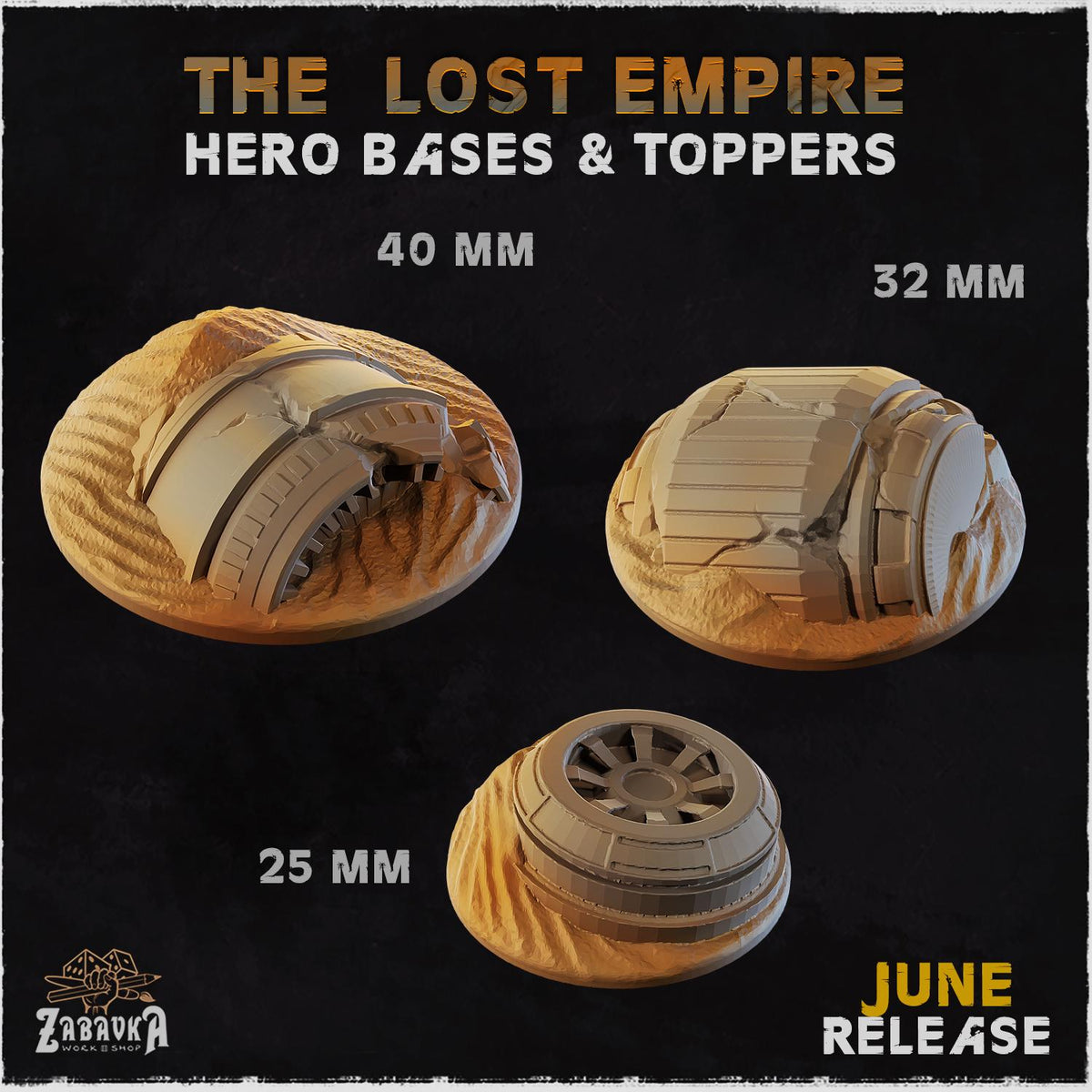 Lost Empire Ancient Ruins Miniature Bases – 25mm 28mm 32mm 40mm Scenic Resin Bases for Tabletop Wargaming & RPG