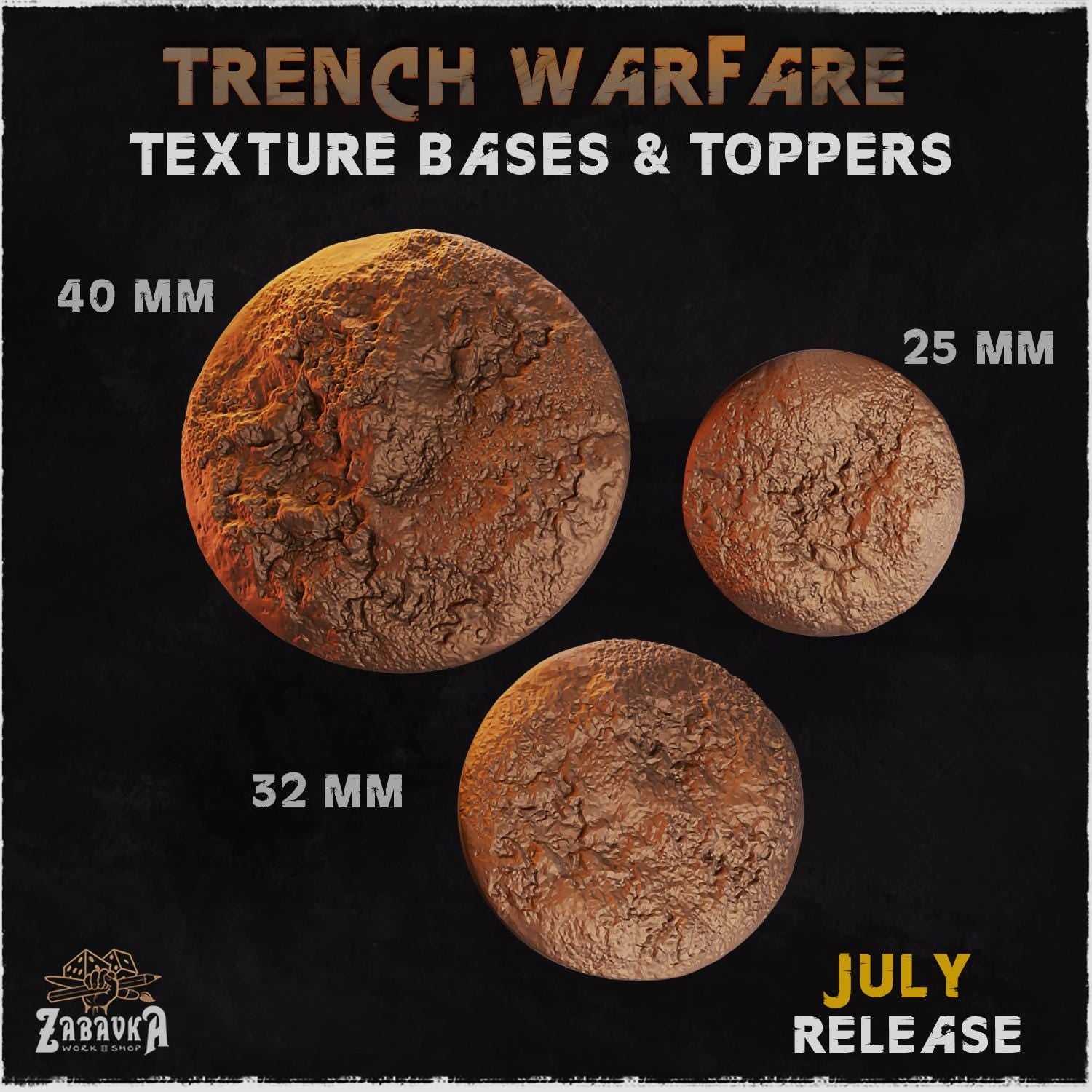 Trench Warfare - Resin Printed Trench Crusade Base and Toppers