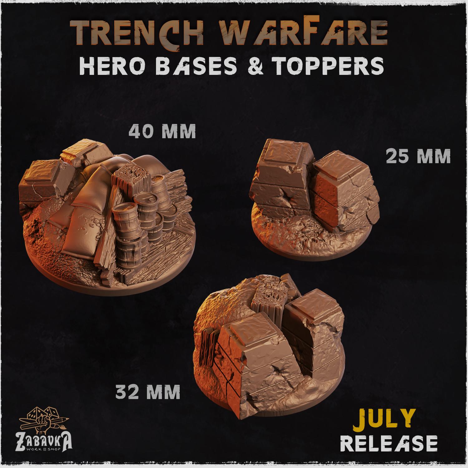 Trench Warfare - Resin Printed Trench Crusade Base and Toppers