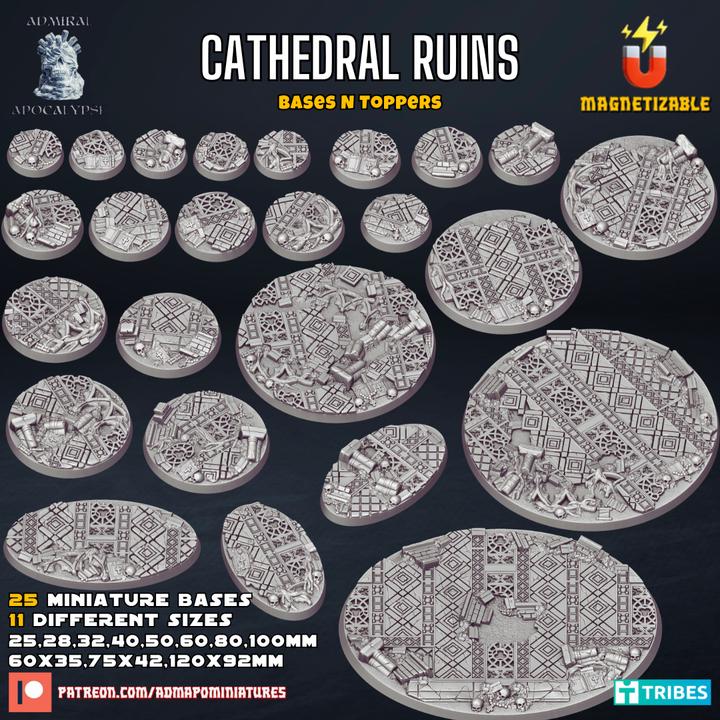 Cathedral Ruins Gothic Miniature Bases – 25mm 28mm 32mm 40mm Scenic Resin Bases for Tabletop Wargaming & RPG