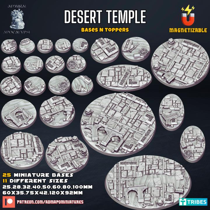 Ruined Desert Temple Miniature Bases – 25mm 28mm 32mm 40mm Scenic Resin Bases for Tabletop Wargaming & RPG