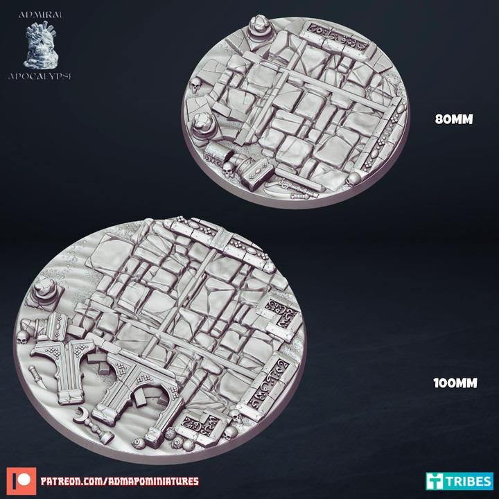 Ruined Desert Temple Miniature Bases – 25mm 28mm 32mm 40mm Scenic Resin Bases for Tabletop Wargaming & RPG