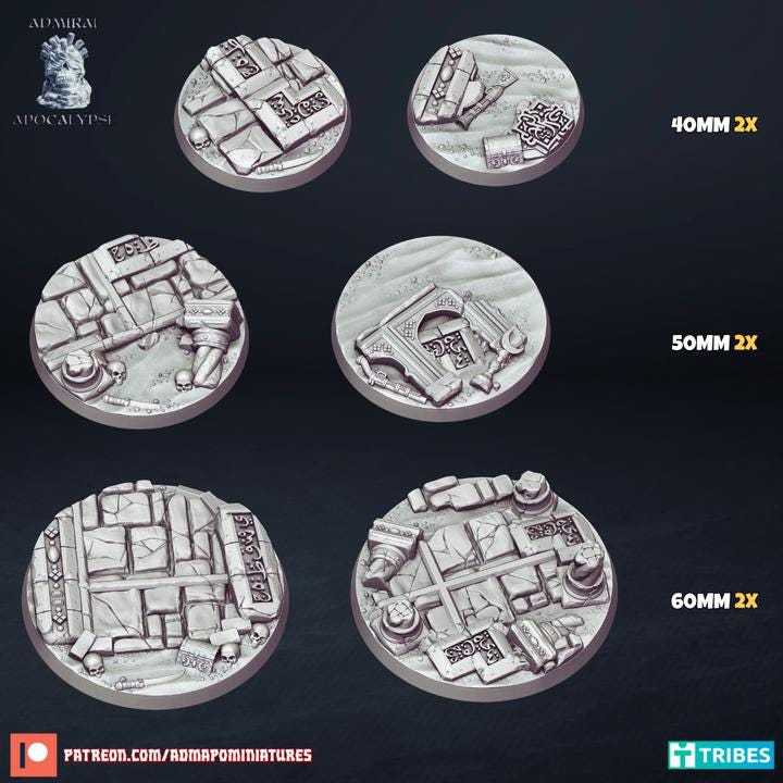 Ruined Desert Temple Miniature Bases – 25mm 28mm 32mm 40mm Scenic Resin Bases for Tabletop Wargaming & RPG