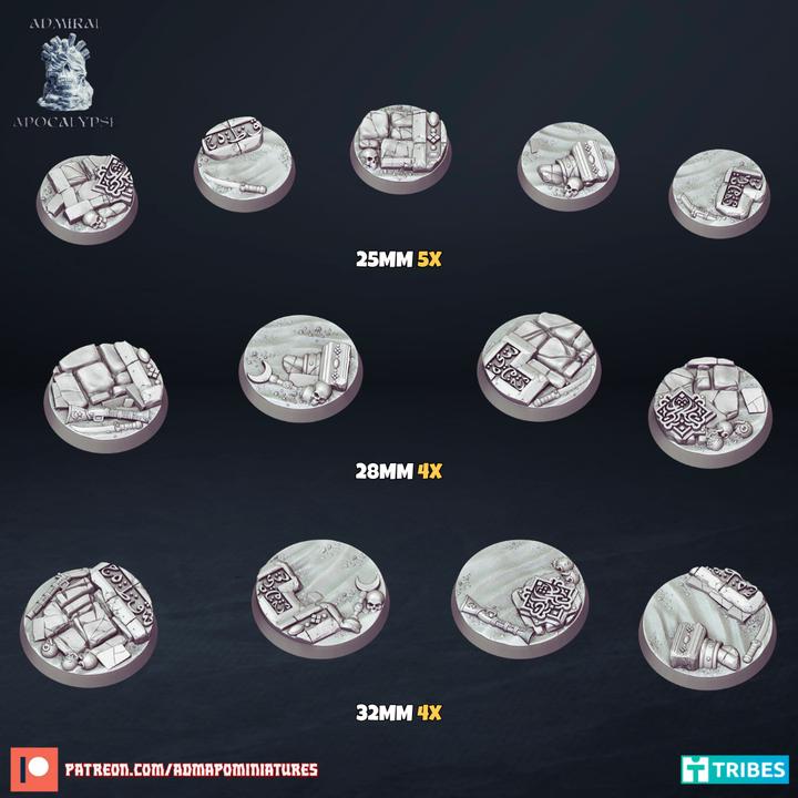 Ruined Desert Temple Miniature Bases – 25mm 28mm 32mm 40mm Scenic Resin Bases for Tabletop Wargaming & RPG