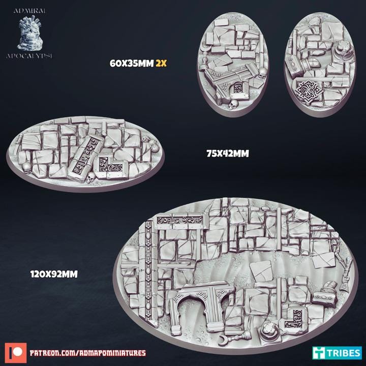 Ruined Desert Temple Miniature Bases – 25mm 28mm 32mm 40mm Scenic Resin Bases for Tabletop Wargaming & RPG