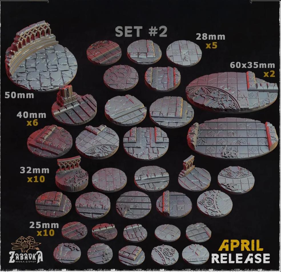 Cathedral Sanctum Gothic Miniature Bases – 25mm 28mm 32mm 40mm Scenic Resin Bases for Tabletop Wargaming & RPG