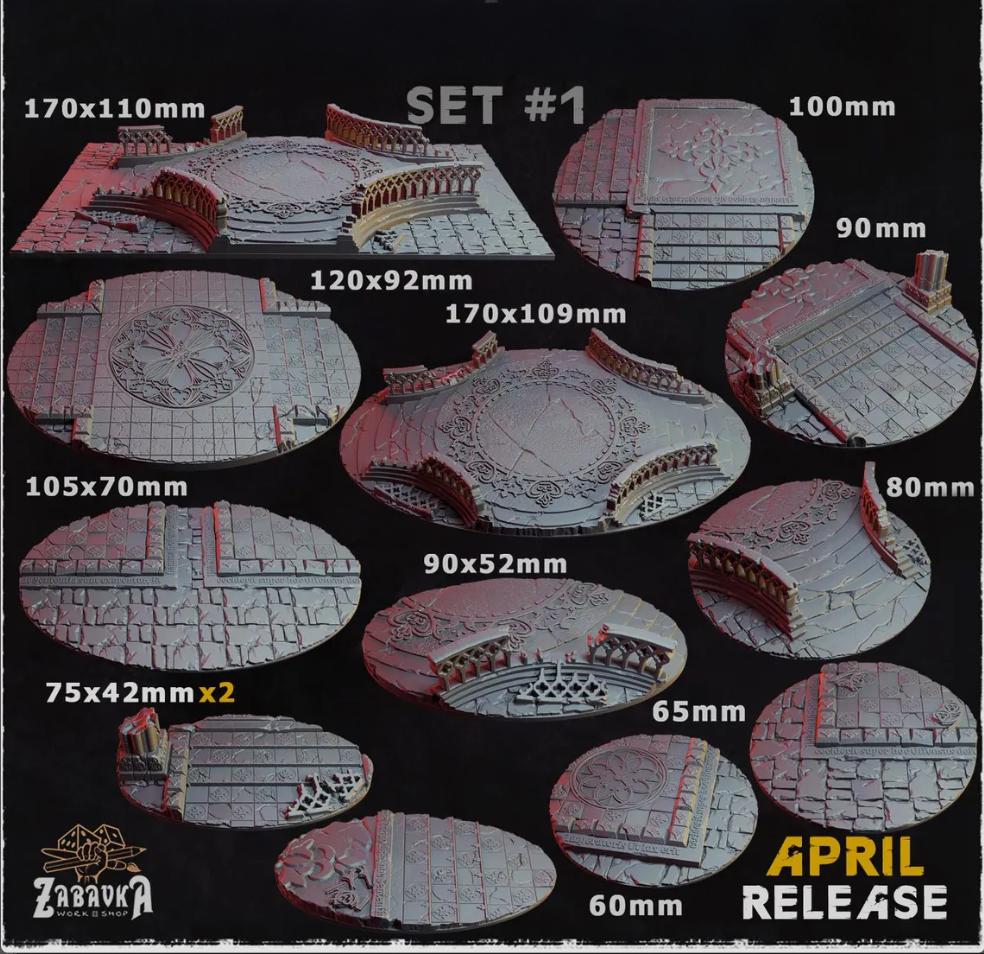 Cathedral Sanctum Gothic Miniature Bases – 25mm 28mm 32mm 40mm Scenic Resin Bases for Tabletop Wargaming & RPG